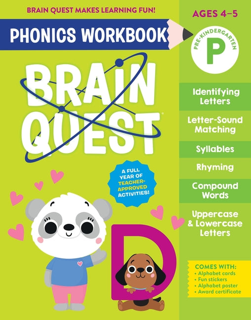 Book cover for Brain Quest Phonics Workbook: Pre-Kindergarten: Volume 1