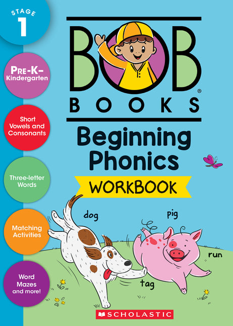 Book cover for Bob Books - Beginning Phonics Workbook Phonics, Writing Practice, Ages 4 and Up, Kindergarten, First Grade (Stage 1: Starting to Read)