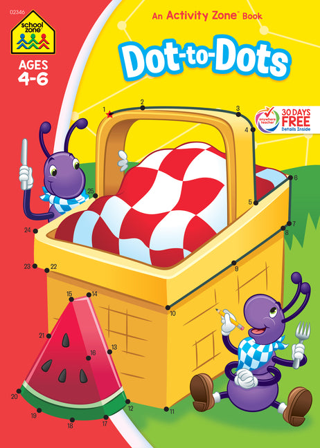 Book cover for School Zone Dot-To-Dots Workbook