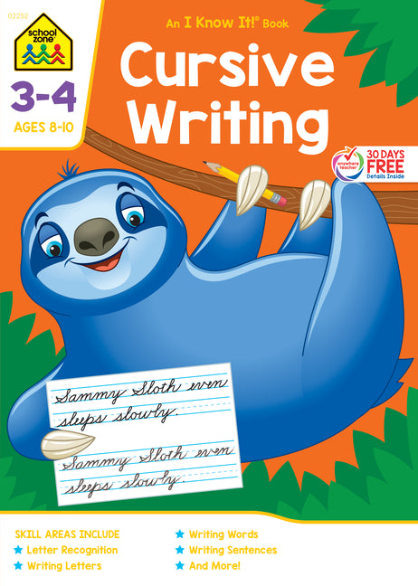 Book cover for School Zone Cursive Writing Grades 3-4 Workbook