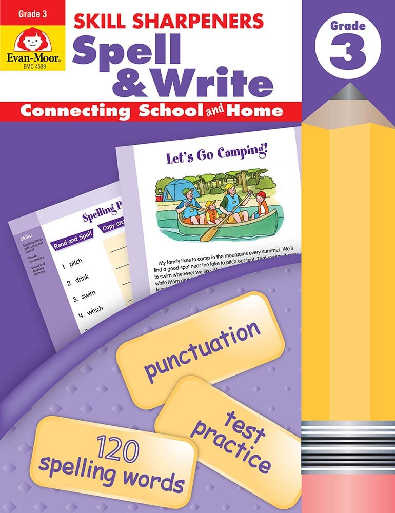 Book cover for Skill Sharpeners: Spell & Write, Grade 3 Workbook