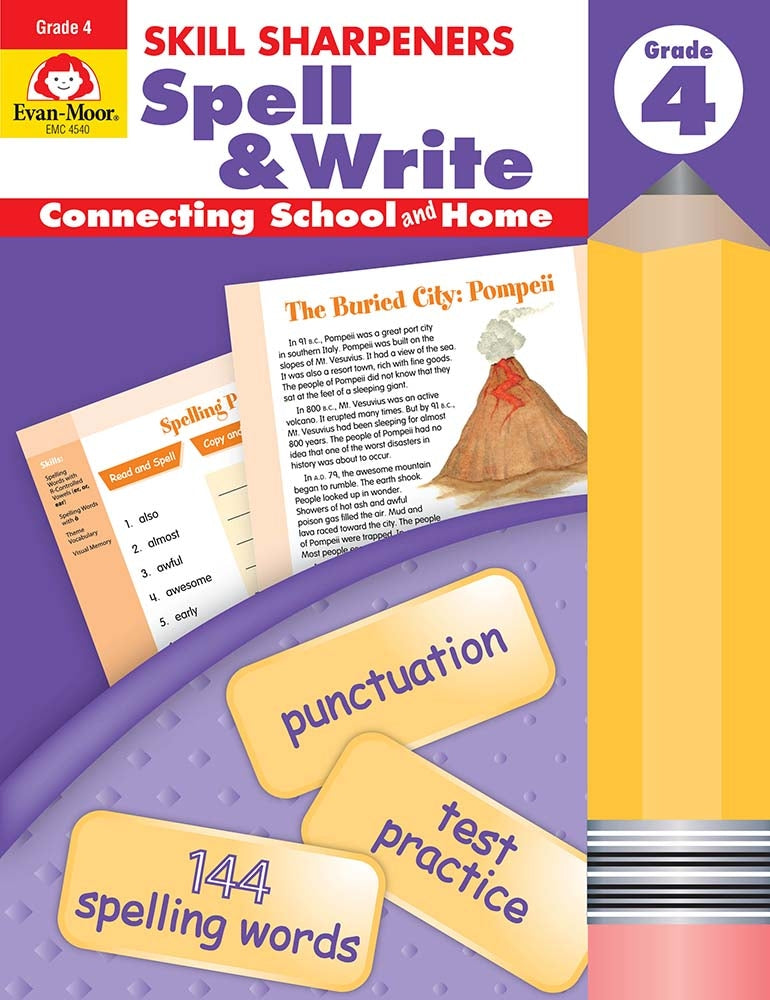 Book cover for Skill Sharpeners: Spell & Write, Grade 4 Workbook