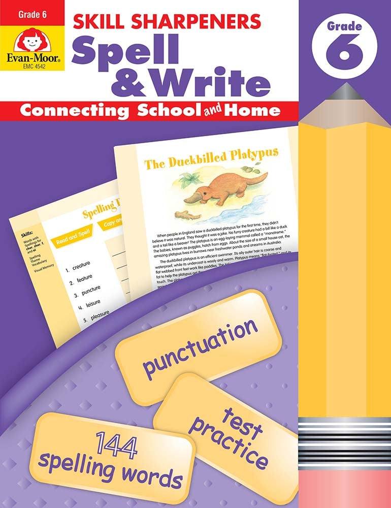 Book cover for Skill Sharpeners: Spell & Write, Grade 6 Workbook