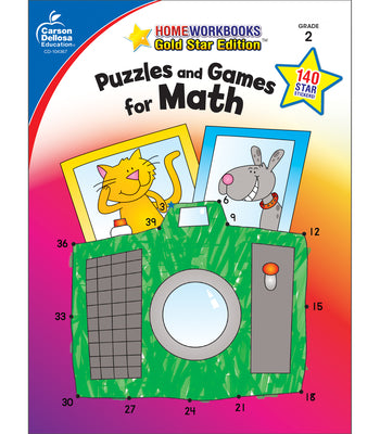 Book cover for Puzzles and Games for Math, Grade 2: Gold Star Edition Volume 15