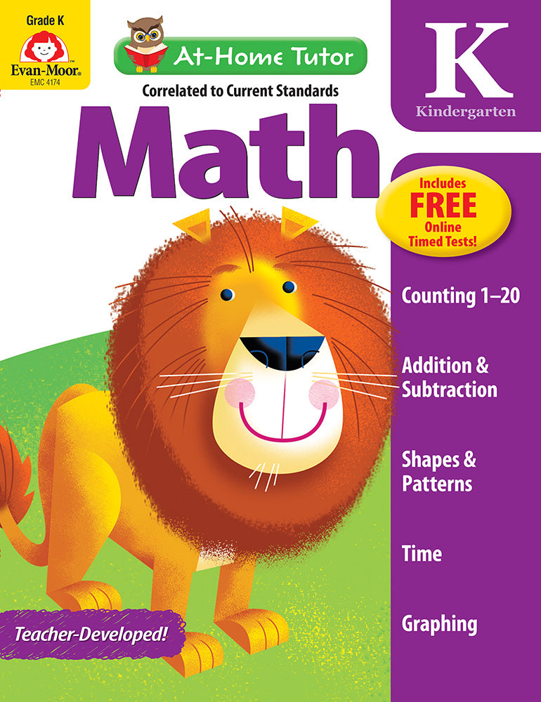 Book cover for At-Home Tutor: Math, Kindergarten Workbook