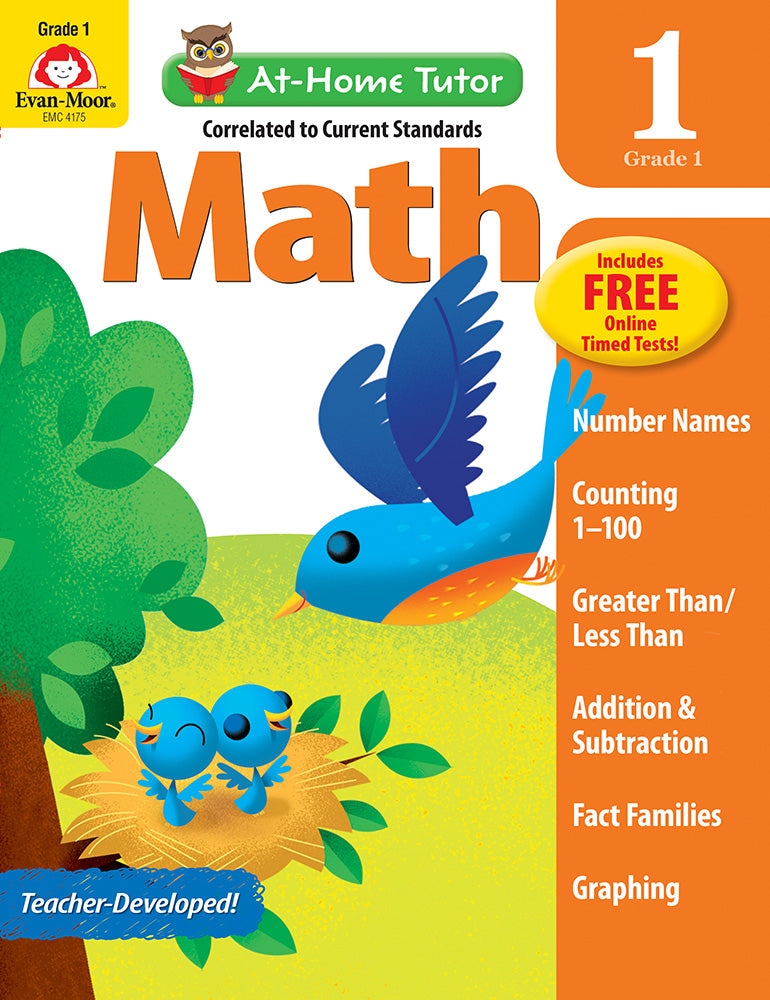 Book cover for At-Home Tutor: Math, Grade 1 Workbook