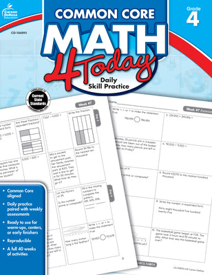 Book cover for Common Core Math 4 Today, Grade 4: Daily Skill Practice Volume 7