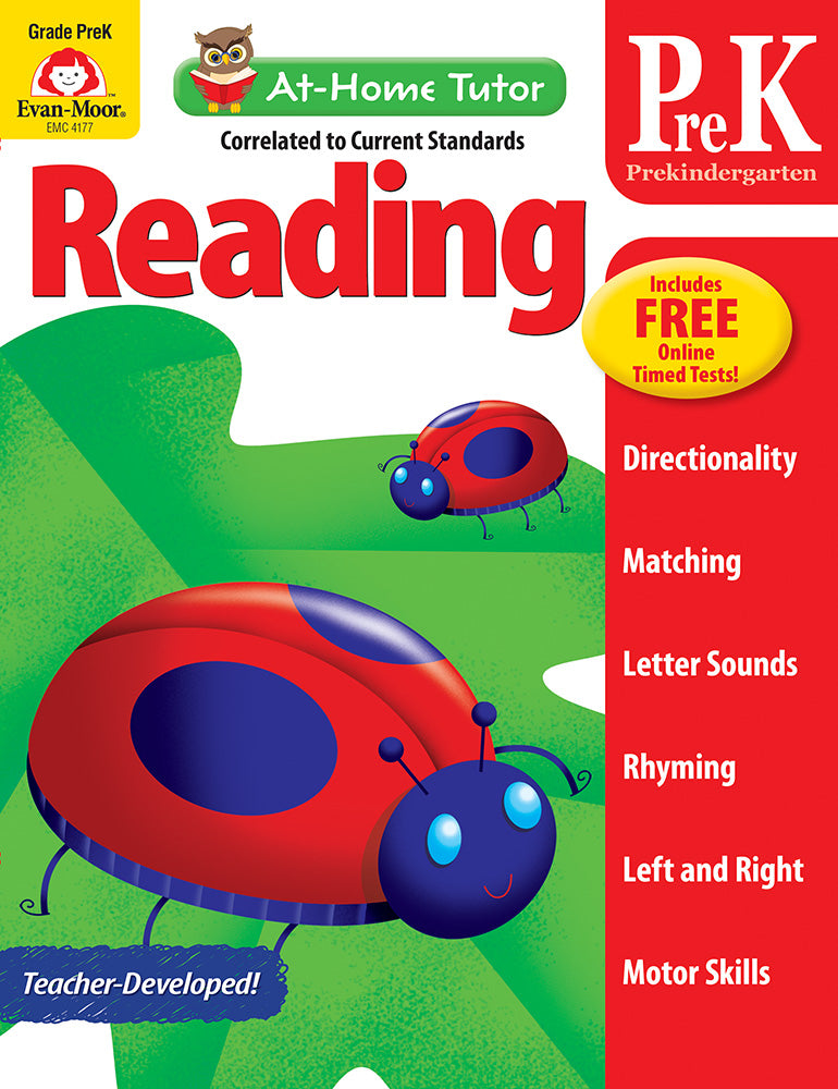 Book cover for At-Home Tutor: Reading, Prek Workbook