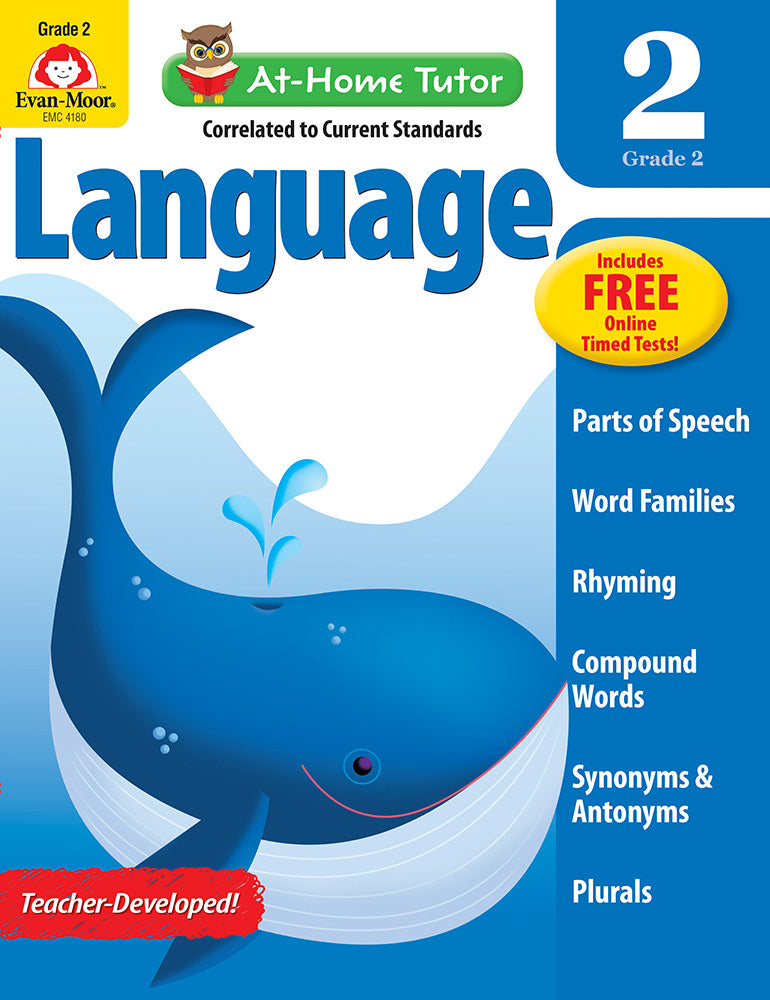 Book cover for At-Home Tutor: Language, Grade 2 Workbook