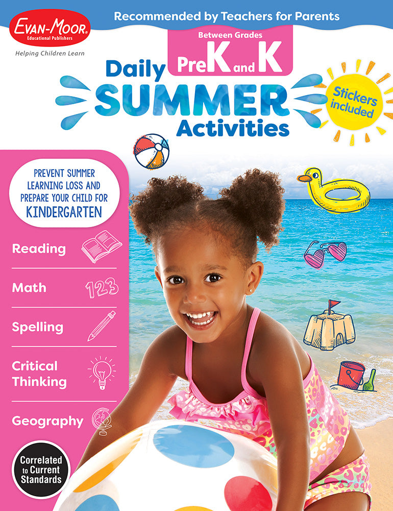 Book cover for Daily Summer Activities: Between Prek and Kindergarten, Grade Prek - K Workbook: Moving from Prek to Kindergarten, Grades Prek-K