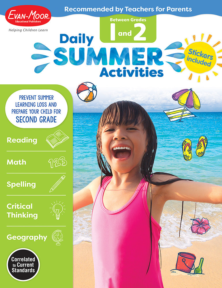 Book cover for Daily Summer Activities: Between 1st Grade and 2nd Grade, Grade 1 - 2 Workbook: Moving from 1st Grade to 2nd Grade, Grades 1-2