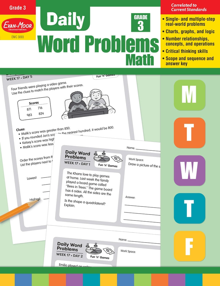 Book cover for Daily Word Problems Math, Grade 3 Teacher Edition