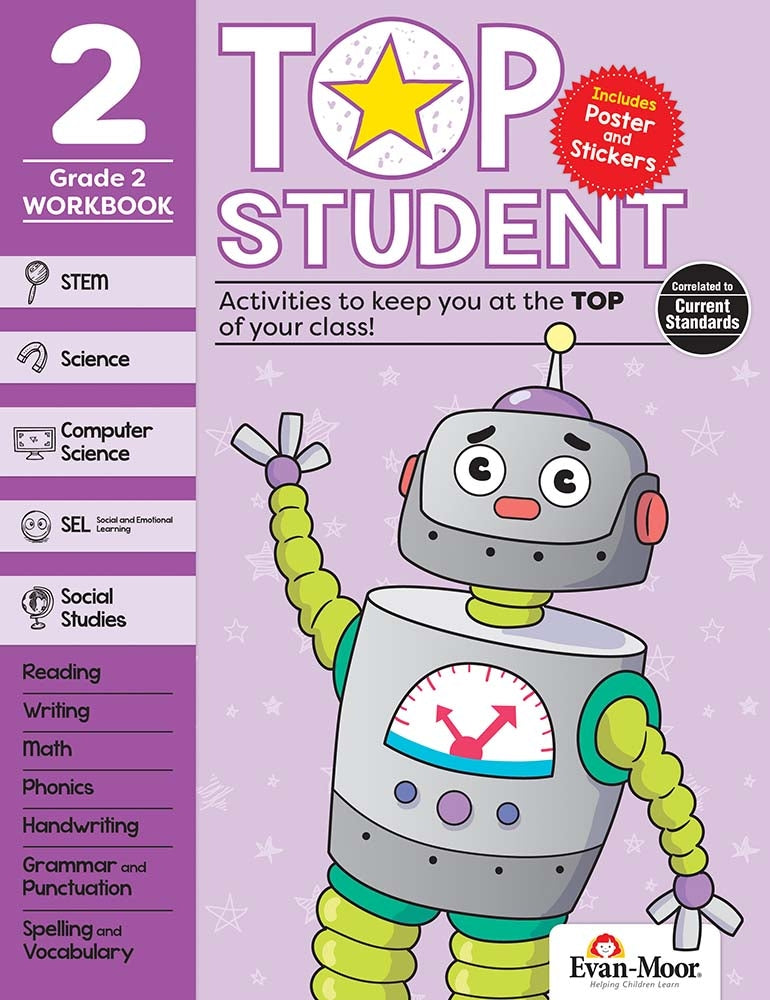 Book cover for Top Student, Grade 2 Workbook