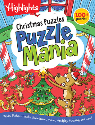 Book cover for Christmas Puzzles: 100+ Puzzles! Hidden Pictures Puzzles, Brainteasers, Mazes, Wordplay, Matching, and More!