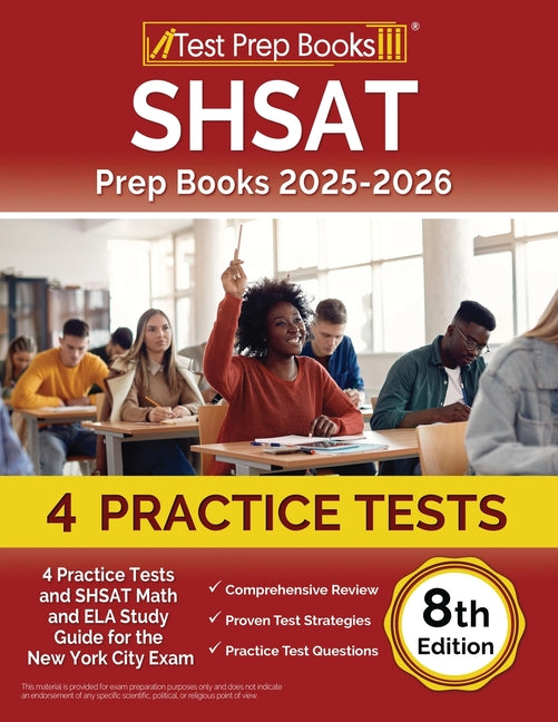 Book cover for SHSAT Prep Books 2025-2026: 4 Practice Tests and SHSAT Math and ELA Study Guide for the New York City Exam [8th Edition]