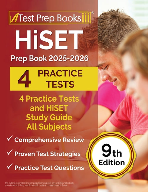 Book cover for HiSET Prep Book 2025-2026: 4 Practice Tests and HiSET Study Guide All Subjects [9th Edition]