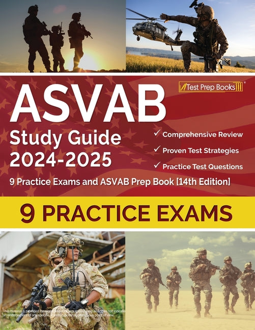Book cover for ASVAB Study Guide 2024-2025: 9 Practice Exams and ASVAB Prep Book [14th Edition]