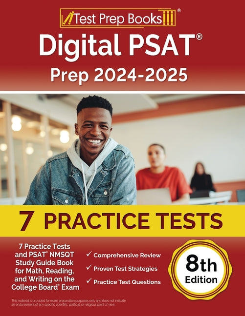 Book cover for Digital PSAT Prep 2024-2025: 7 Practice Tests and PSAT NMSQT Study Guide Book for Math, Reading, and Writing on the College Board Exam [8th Edition]