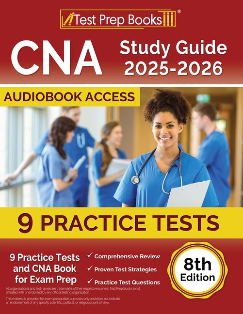 Book cover for CNA Study Guide 2025-2026: 9 Practice Tests and CNA Book for Exam Prep [8th Edition]
