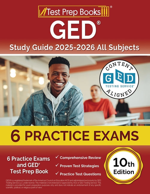 Book cover for GED Study Guide 2025-2026 All Subjects: 6 Practice Exams and GED Test Prep Book [10th Edition]