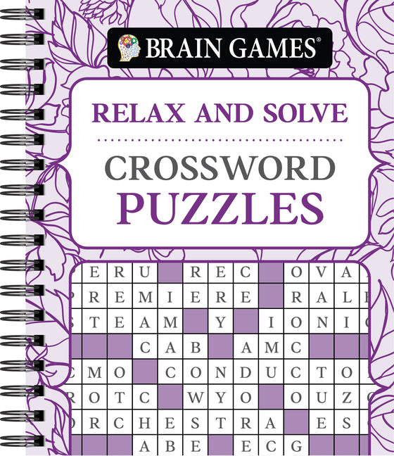 Book cover for Brain Games - Relax and Solve: Crossword Puzzles (Pattern Cover)