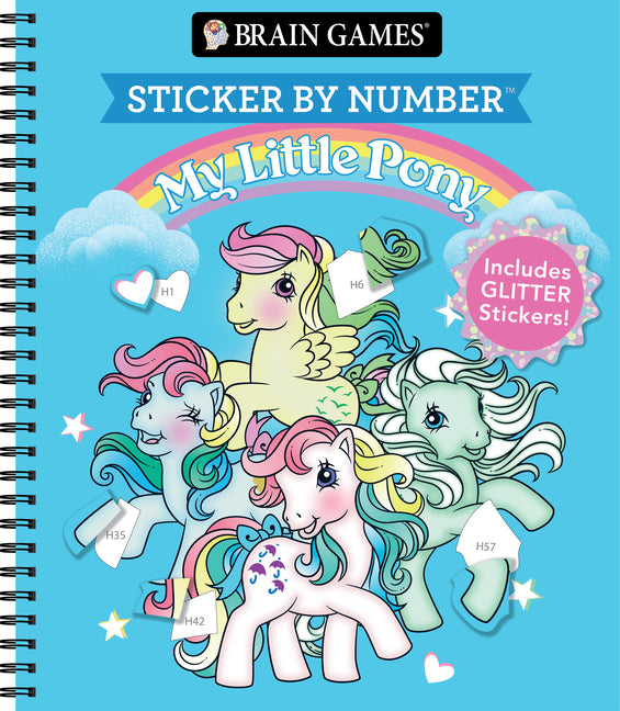 Book cover for Brain Games - Sticker by Number: My Little Pony: Includes 1 Glitter Sticker Sheet to Complete Each Image!