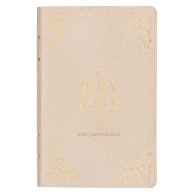 Book cover for KJV Holy Bible, Standard Size Faux Leather Red Letter Edition Thumb Index, Ribbon Marker, King James Version, Pearlescent Taupe