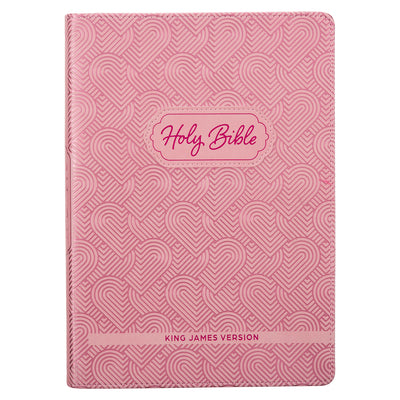Book cover for KJV Kids Bible, 40 Pages Full Color Study Helps, Presentation Page, Ribbon Marker, Holy Bible for Children Ages 8-12, Light Pink Hearts Faux Leather F