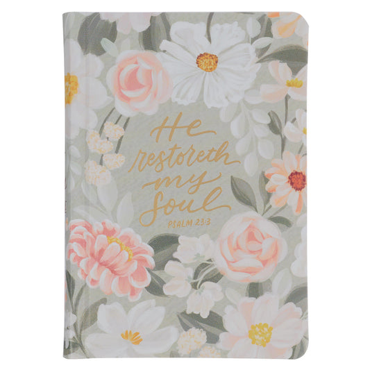Book cover for KJV Bible Compact Faux Leather Hardcover, Teal Floral Printed Ps. 23:3