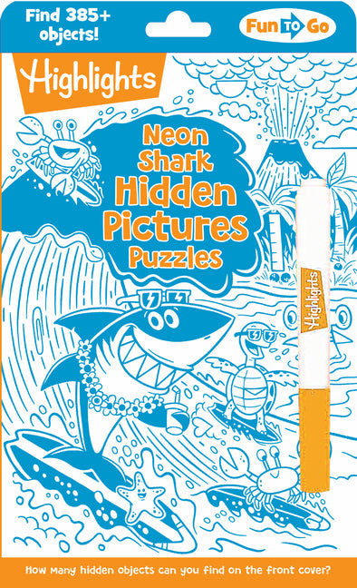Book cover for Neon Shark Hidden Pictures Puzzles: Fun Seek-And-Find Kids Activity Book for Ages 69 with Over 300 Hidden Objects and Bonus Gel Marker for On-The-Go P