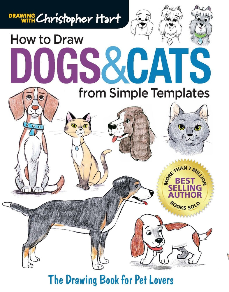 Book cover for How to Draw Dogs & Cats from Simple Templates: The Drawing Book for Pet Lovers