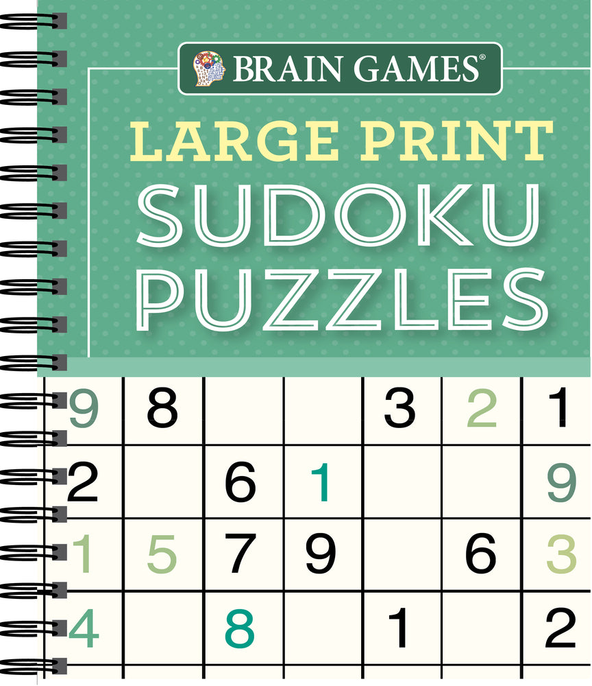 Book cover for Brain Games - Large Print Sudoku Puzzles (Green)