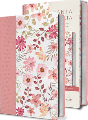 Book cover for Biblia Reina Valera 1960 Letra Grande. Piel Rosada Con Flores, Tamaño Manual / S Panish Bible Rvr 1960 Large Print. Imitation Pink Leather with Flower