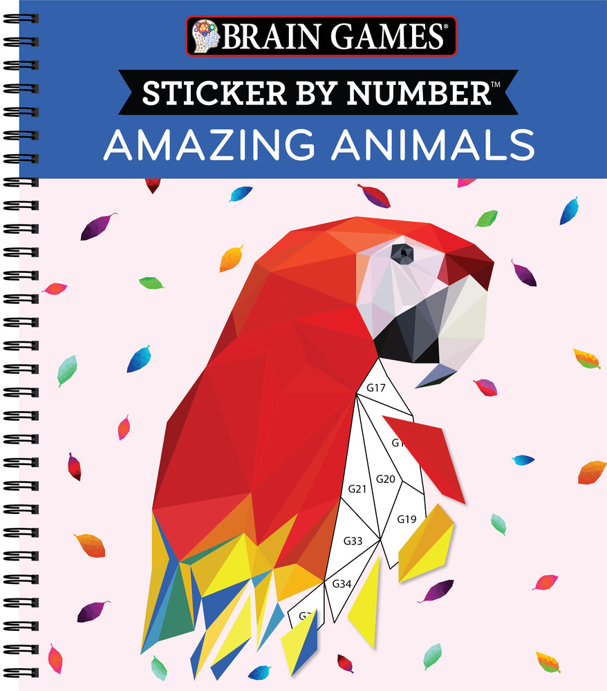 Book cover for Brain Games - Sticker by Number: Amazing Animals