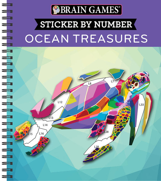 Book cover for Brain Games - Sticker by Number: Ocean Treasures