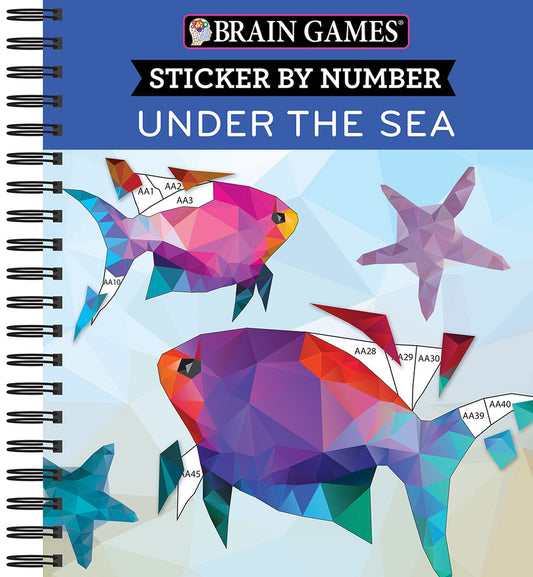 Book cover for Brain Games - Sticker by Number: Under the Sea - 2 Books in 1 (42 Images to Sticker)