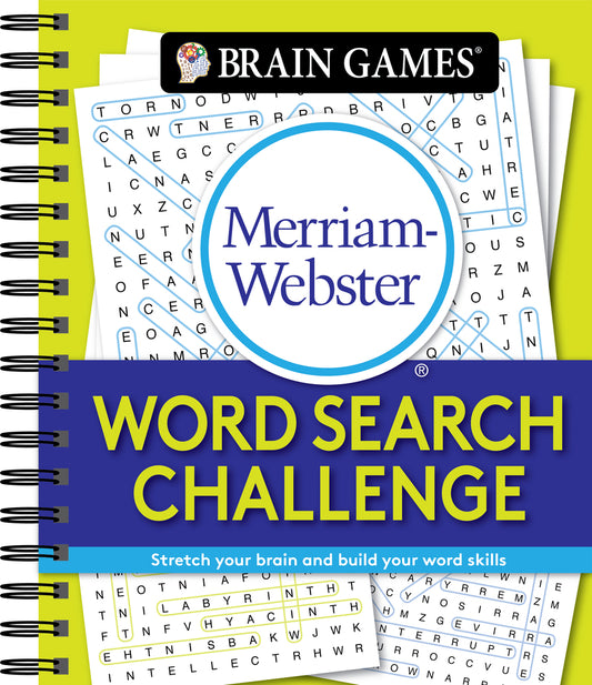 Book cover for Brain Games - Merriam-Webster Word Search Challenge: Stretch Your Brain and Build Your Word Skills