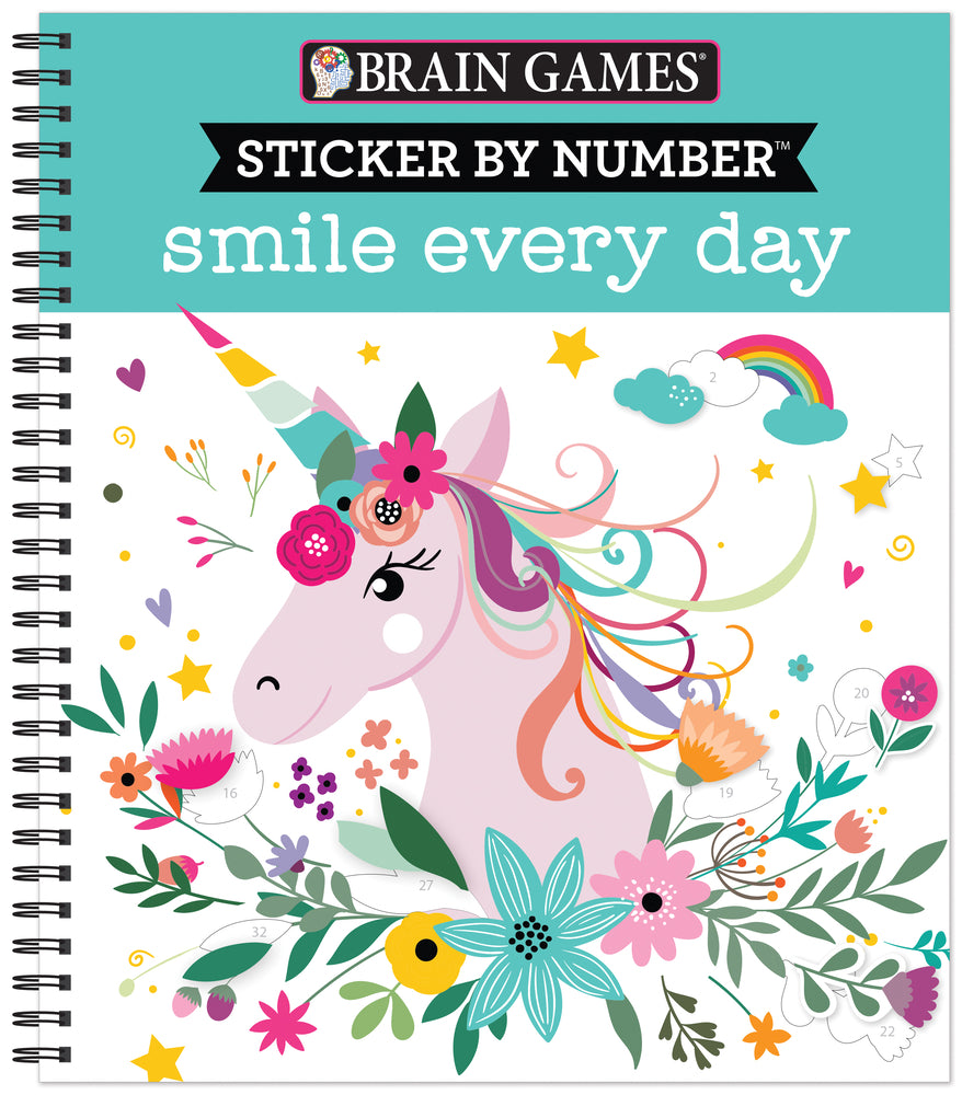 Book cover for Brain Games - Sticker by Number: Smile Every Day