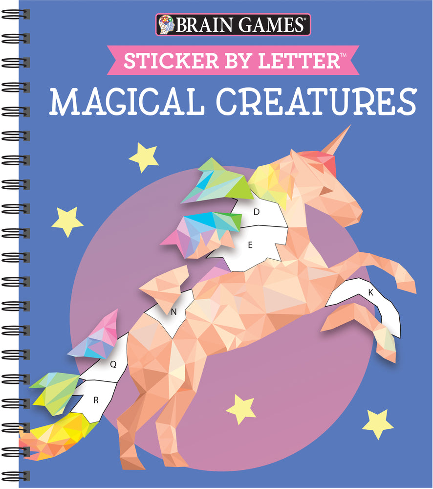 Book cover for Brain Games - Sticker by Letter: Magical Creatures (Sticker Puzzles - Kids Activity Book) [With Sticker(s)]
