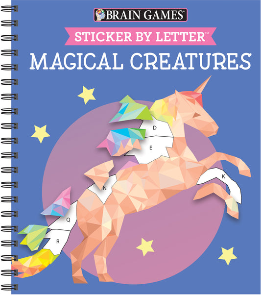 Book cover for Brain Games - Sticker by Letter: Magical Creatures (Sticker Puzzles - Kids Activity Book) [With Sticker(s)]
