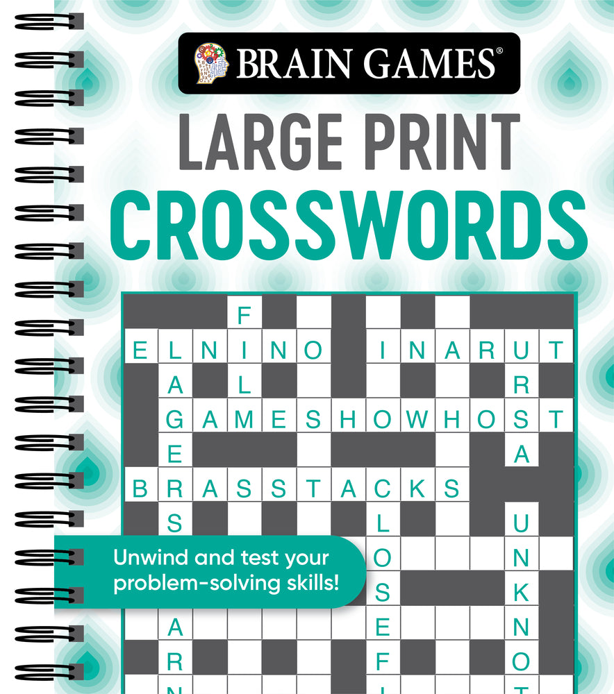 Book cover for Brain Games - Large Print Crosswords (Swirls)