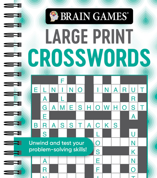 Book cover for Brain Games - Large Print Crosswords (Swirls)