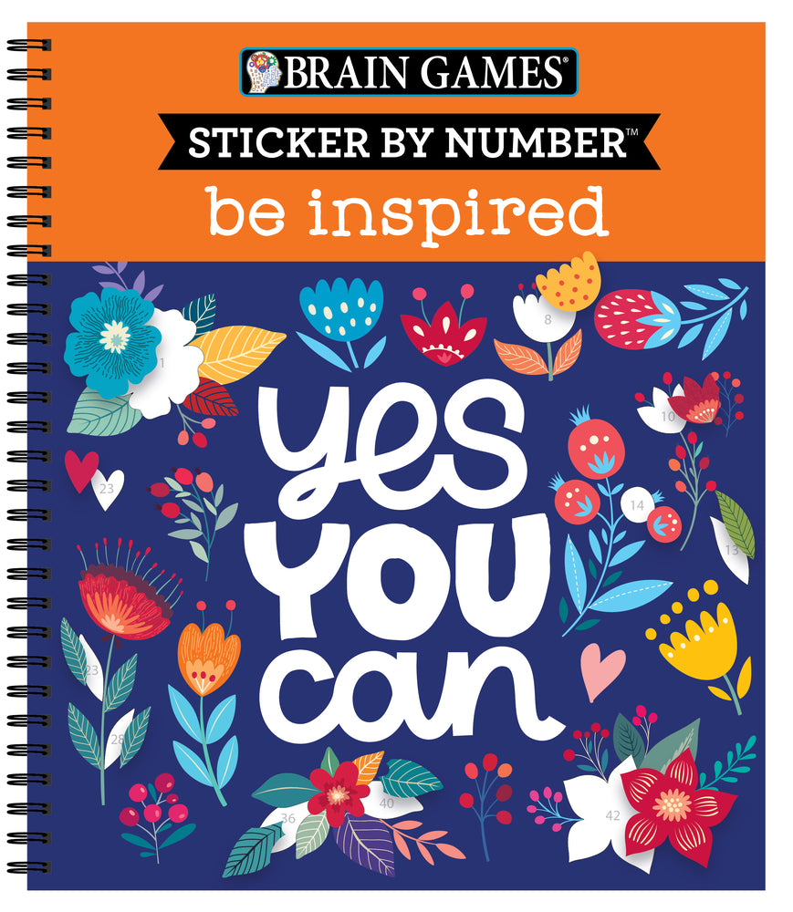 Book cover for Brain Games - Sticker by Number: Be Inspired - 2 Books in 1