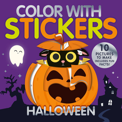 Book cover for Color with Stickers: Halloween: Create 10 Pictures with Stickers!