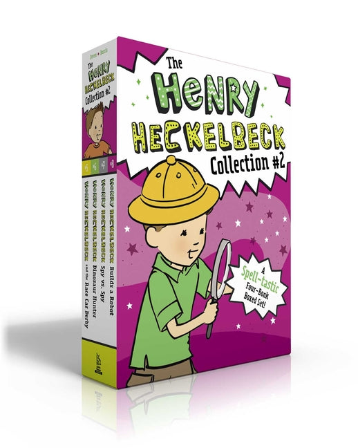 Book cover for The Henry Heckelbeck Collection #2 (Boxed Set): Henry Heckelbeck and the Race Car Derby; Henry Heckelbeck Dinosaur Hunter; Henry Heckelbeck Spy vs. Sp