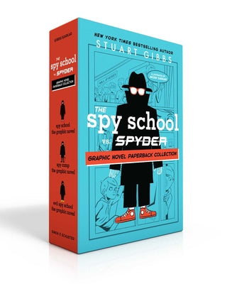 Book cover for The Spy School vs. Spyder Graphic Novel Paperback Collection (Boxed Set): Spy School the Graphic Novel; Spy Camp the Graphic Novel; Evil Spy School th