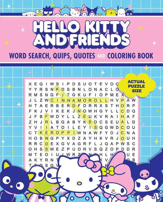 Book cover for Hello Kitty and Friends Word Search, Quips, Quotes and Coloring Book