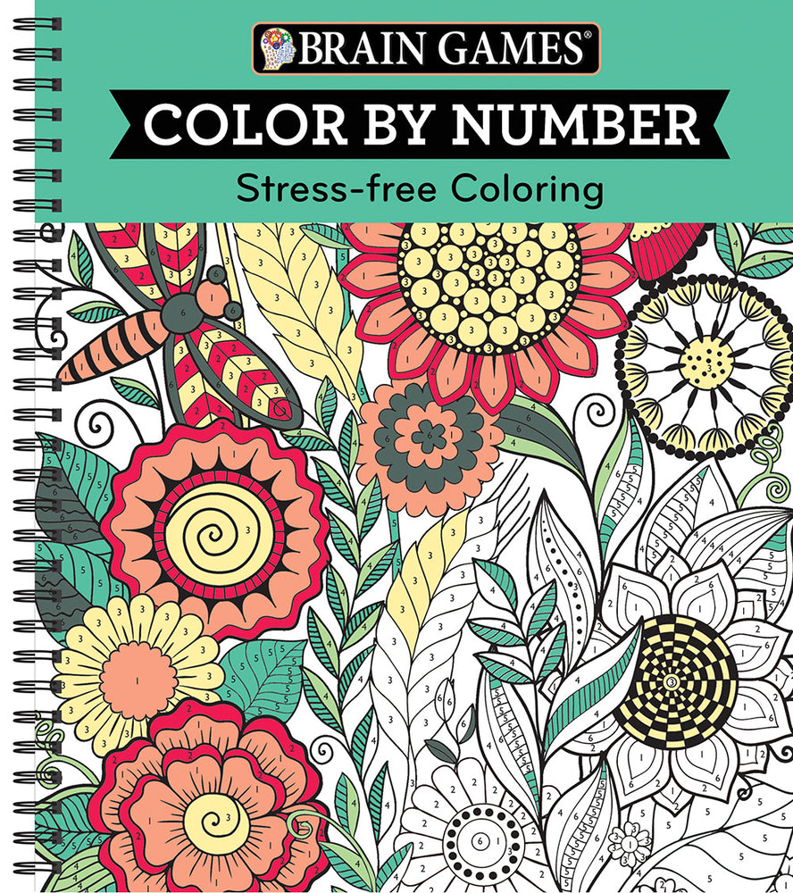 Book cover for Brain Games - Color by Number: Stress-Free Coloring (Green)