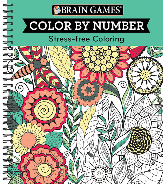 Book cover for Brain Games - Color by Number: Stress-Free Coloring (Green)