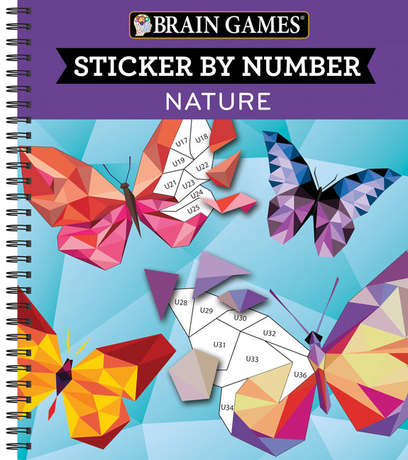 Book cover for Brain Games - Sticker by Number: Nature (28 Images to Sticker)